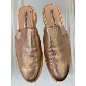 Karl Lagerfeld Paris Role Gold Metallic Mule Loafers  Size 8